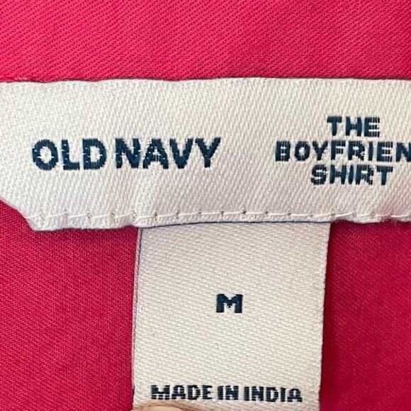 Old Navy Bright Pink Boyfriend Shirt Cotton Oversized Long Sleeve Button Down M - Picture 8 of 12